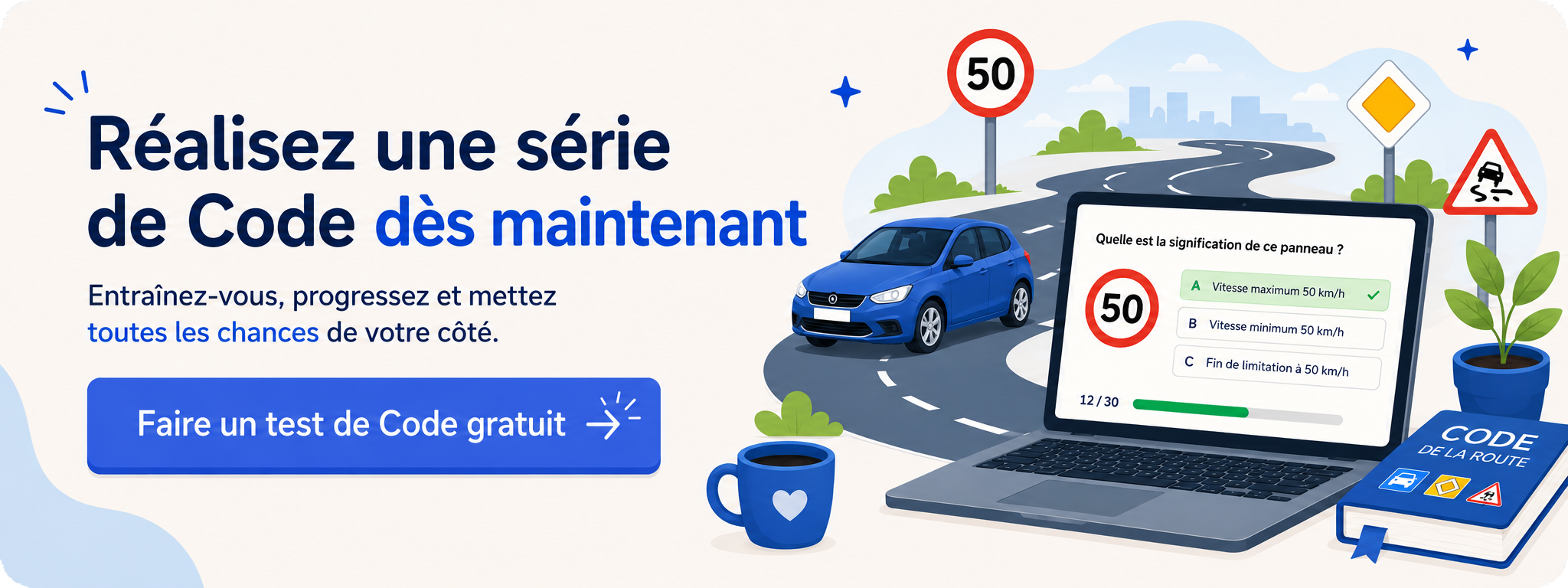 Faites un test gratuit de Code de la route